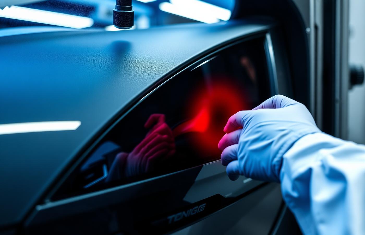 Spectrophotometer matching paint to a car panel